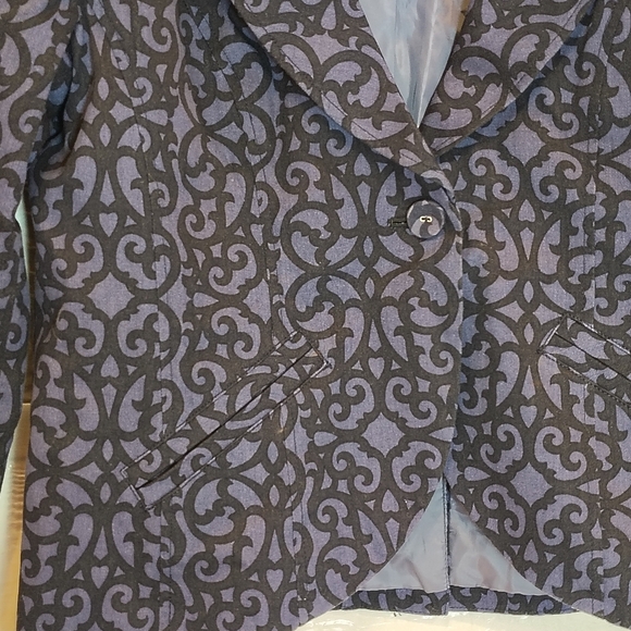 Chadwick's Sz 14 Blue Patterned Blazer Shoulder Pads Career Wear Office - Picture 2 of 8